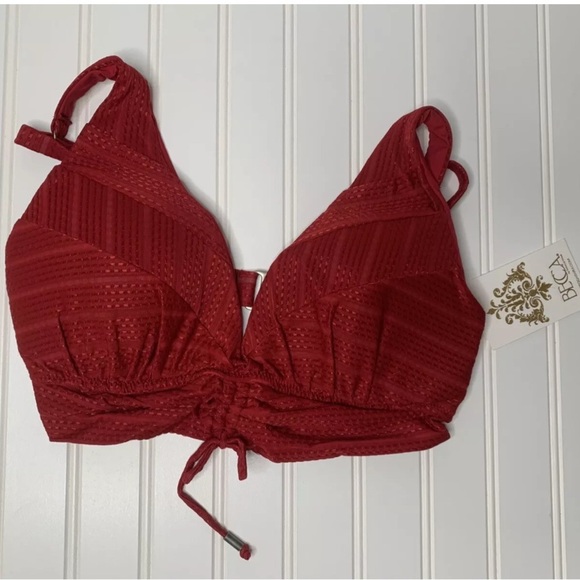 BECCA Crossroads Bralette Bikini Swim Top Small F ( DDD)Cup Red NEW 448 - Picture 2 of 4